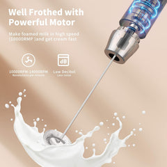 Rechargeable Milk Frother Handheld Electric Drink Mixer USB-C Whisk