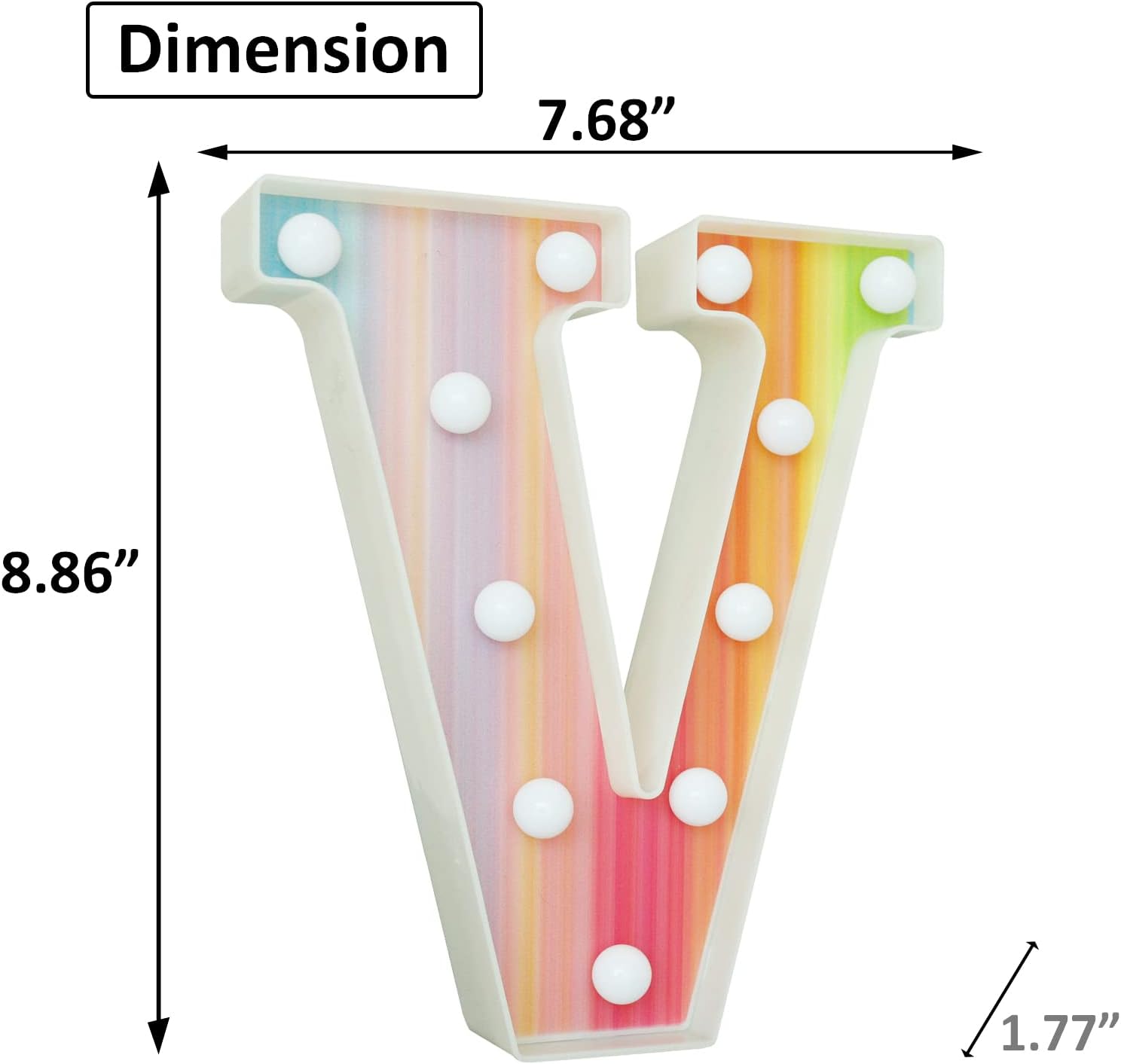 Rainbow LED Letter Light V 16 Color Remote
