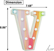 Rainbow LED Letter Light V 16 Color Remote
