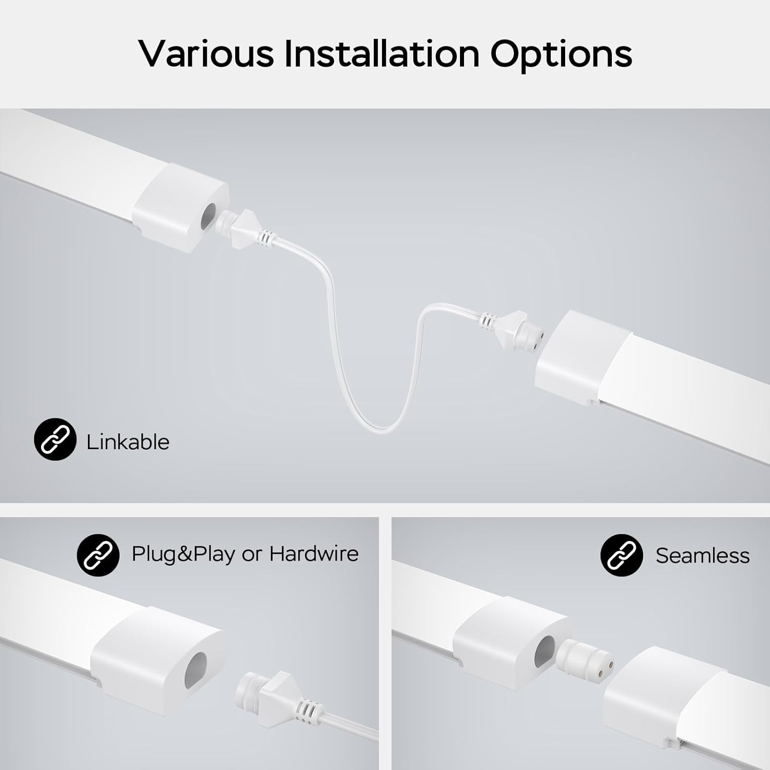 6000K LED Batten Light 4FT 36W Plug in Ceiling Tube IP65 Waterproof