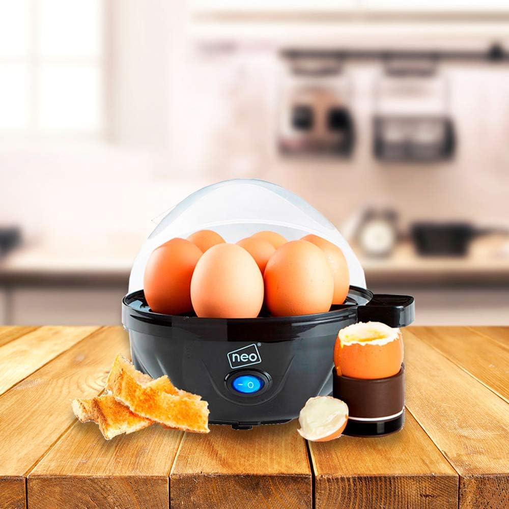 3-in-1 Electric Egg Cooker Boiler Poacher & Omelette Maker with Timer – Black & Clear