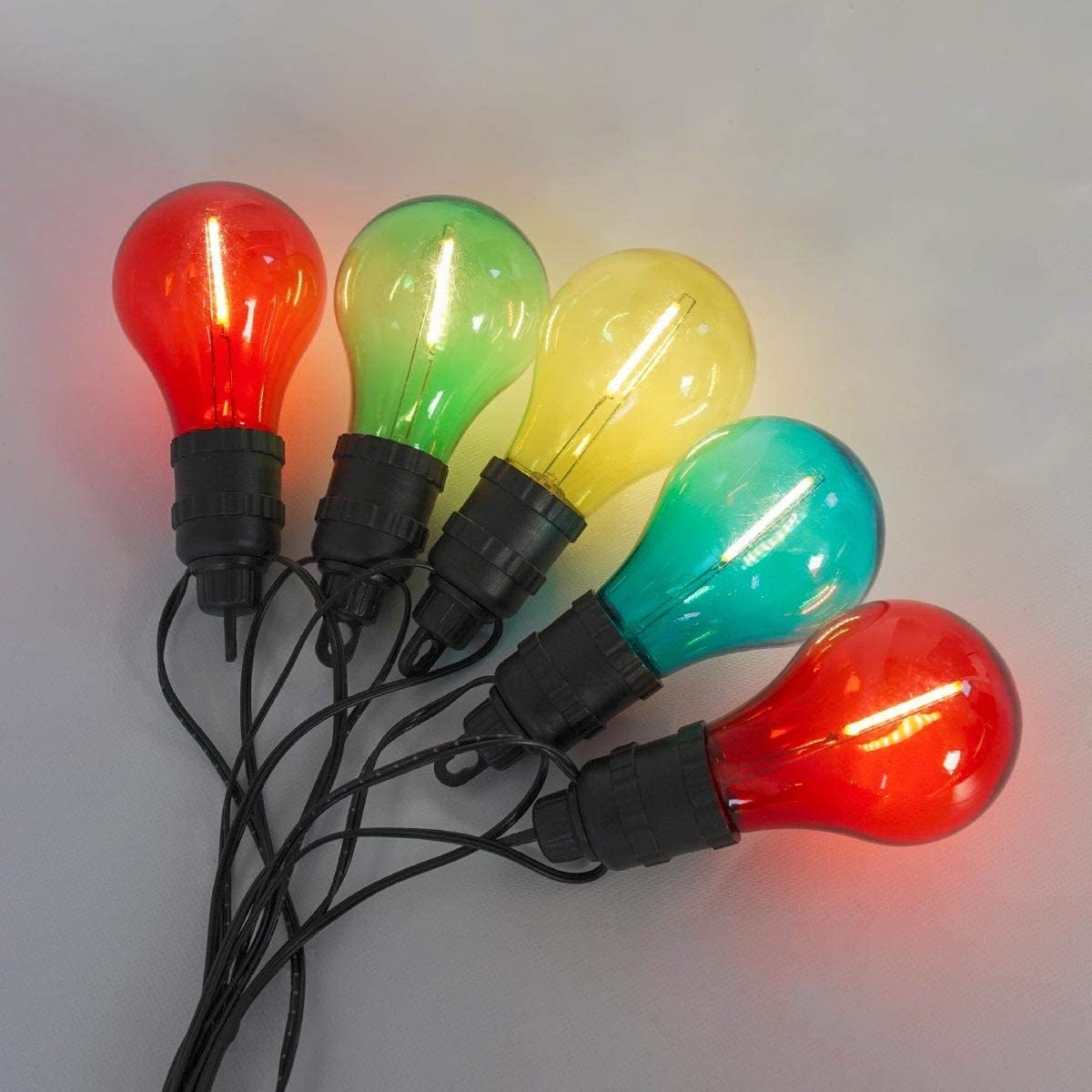 Powered Filament Effect LED A60 Bulbs - Plug in Waterproof String - 4.5m Lit Length - Decorative Lighting (Multicolour)