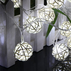 Indoor Rattan Ball Fairy String Lights Battery Operated Ramadan Festival LED Lights for Eid Decorations