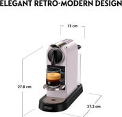 De'Longhi Nespresso CitiZ Coffee Machine – 19 Bar Espresso Maker for Original Pods, Compact Design, Pink (EN167.P)