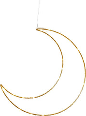 Gold Ramadan Light Up Moon Hanging Decoration – Warm White LED Battery Operated with Timer 30cm