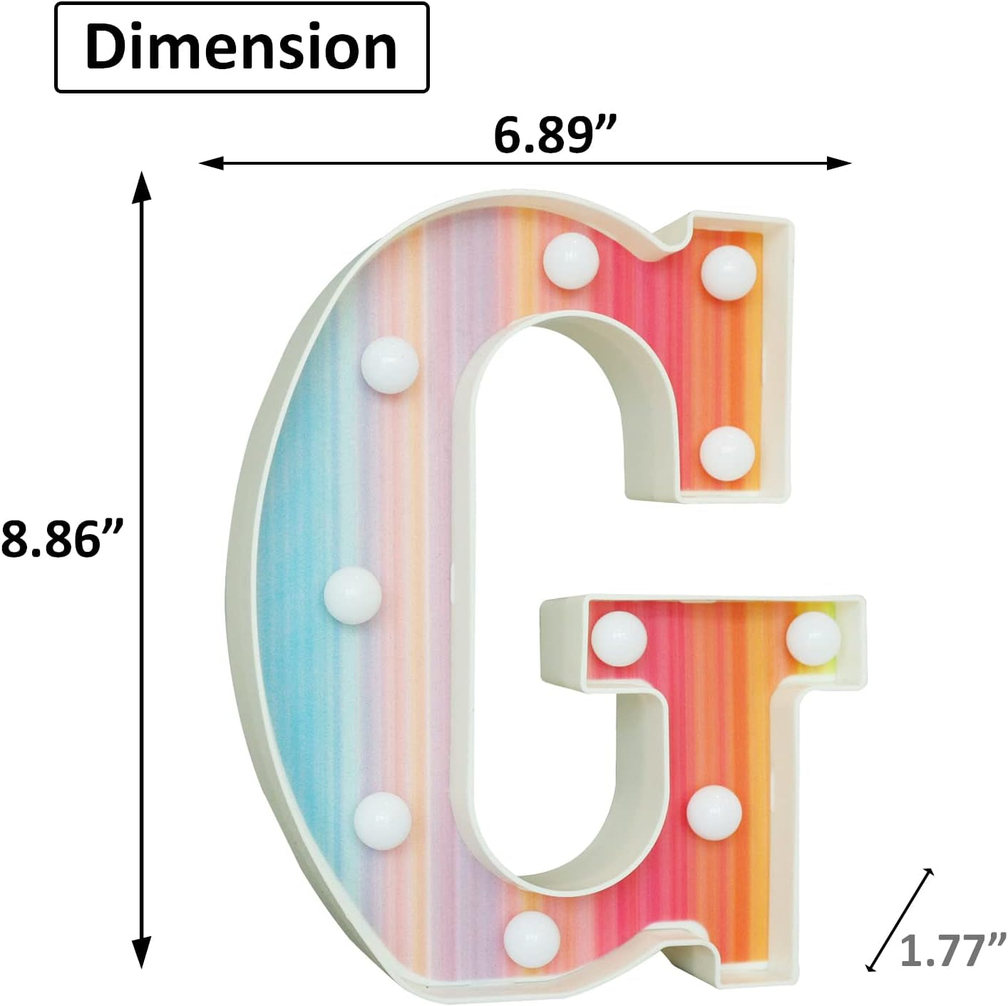 Rainbow LED Marquee Letter G – Color Changing Night Light