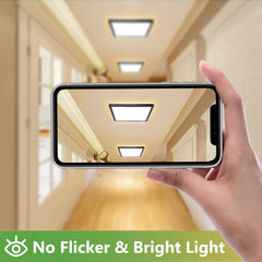 22cm Black LED Ceiling Light, 18W 1950LM Modern Square Flush Mount Fixture, Waterproof 3000K/4000K/6500K Lamp for Bathroom, Kitchen, Hallway, Bedroom, Porch, Toilet