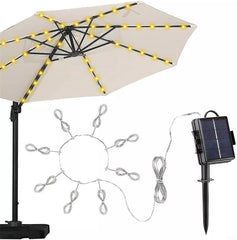 Solar Parasol Lights LED, Remote Controlled for Garden Decor (White Light)