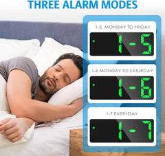 LED Digital Alarm Clock – Temperature Display, Adjustable Brightness, Voice Control, 12/24H