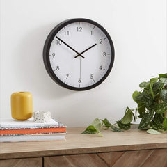 Classic 30cm Silent Wall Clock – Easy Read, Battery Operated, Round Black Design