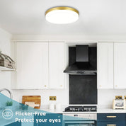 Gold LED Ceiling Light, 36W 4000K Natural White Round Ceiling Lamp 3240LM for Bathroom, Kitchen, Bedroom, Hallway, Utility Room, Laundry, Toilet, Porch, Ø23CM