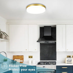 Gold LED Ceiling Light, 36W 4000K Natural White Round Ceiling Lamp 3240LM for Bathroom, Kitchen, Bedroom, Hallway, Utility Room, Laundry, Toilet, Porch, Ø23CM