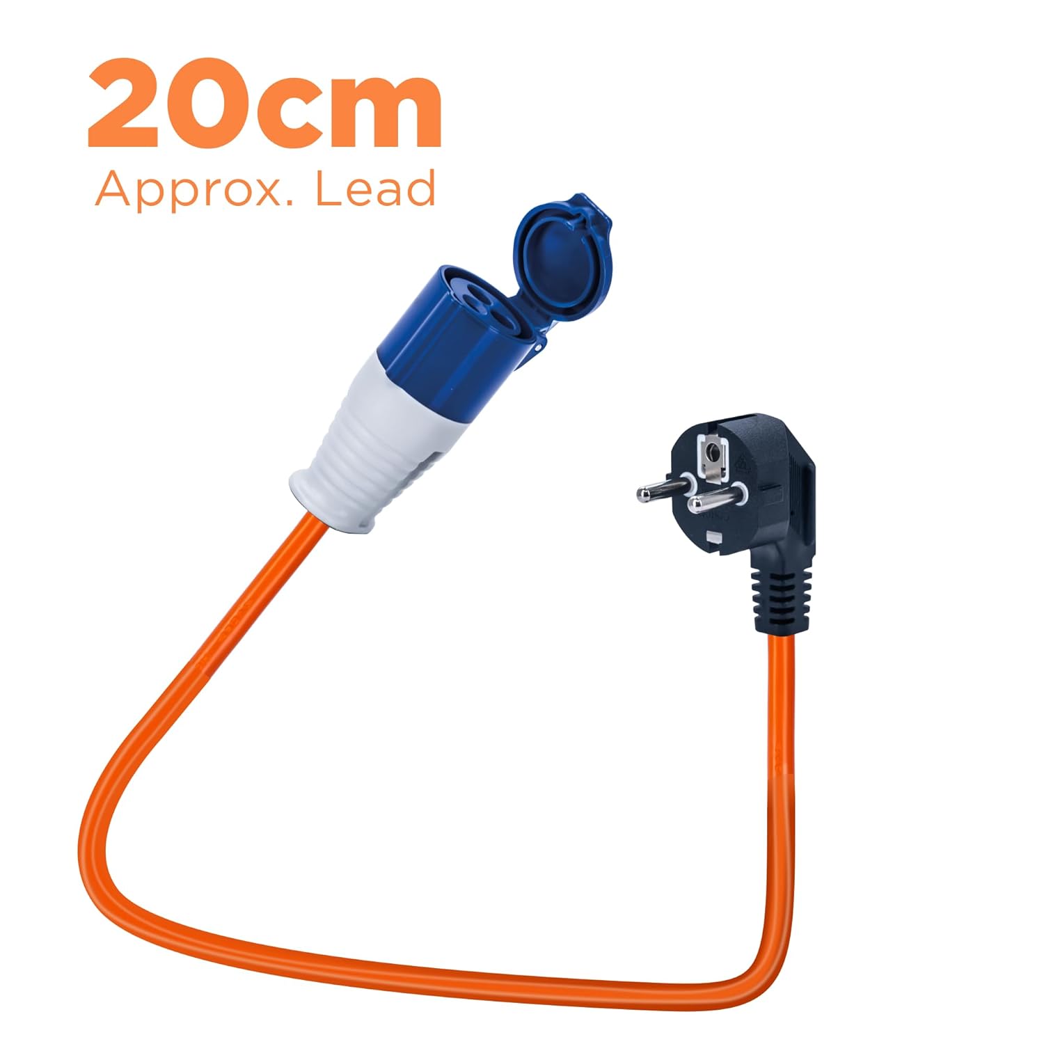 Status 16A UK to European Plug Adapter – 20cm, IP44 Weatherproof