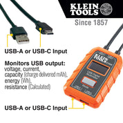 USB Power Meter USB-A & USB-C Voltage Current Tester
