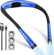 Lake Blue LED Neck Book Light – Hands-Free, USB-C Rechargeable Light with 3 Color Modes, 6 Brightness Levels & Flexible Arms – Ideal for Bedtime Reading, Knitting, Camping & More