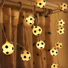 Football String Lights, Battery Operated Football Soccer Balls LED Fairy Lights Decor Lighting, Soccer Shaped Fairy Lights for Football Theme Party Boys Bedroom Accessories (Warm White, 1.5M 10LEDs)