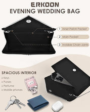 Women’s Evening Clutch Bag – Elegant Party, Wedding & Prom Purse with Detachable Strap