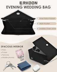 Women’s Evening Clutch Bag – Elegant Party, Wedding & Prom Purse with Detachable Strap