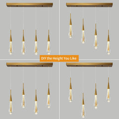 Adjustable Crystal Teardrop Pendant Light - Champagne Bubble Design LED