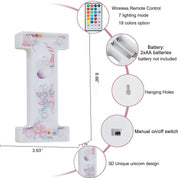Unicorn LED Letter Light I Color Changing