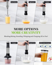 Hand Blender 1200W – 6-in-1 Stick Blender with Whisk, Chopper & Beaker