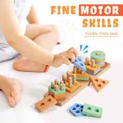 Wooden Shape Sorter Montessori Toy for Toddlers 1–3 Years | Educational Sensory Learning Toy for Boys & Girls
