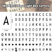 85pcs LED Cinema Light Box Letters, Numbers & Symbols 65x35mm