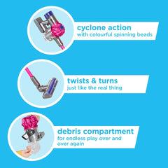 Casdon Dyson Cordless Toy Vacuum Cleaner for Kids – Realistic Role Play, Interactive Official Dyson Design, Pink, Ages 3+