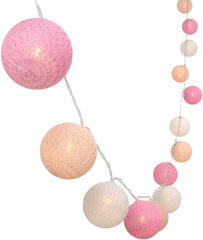 3M/10Ft 30 Pink and White Ball LED String Lights – Battery Operated, Fairy Lights for Xmas, Wedding, and Decorations