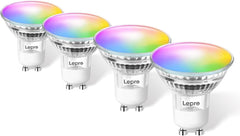 Lepro GU10 Smart Bulb, 4.5W RGB & White, Dimmable, Works with Alexa & Google Home, 4 Pack