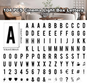 104pcs LED Cinema Light Box Letters Numbers & Symbols – 65x35mm