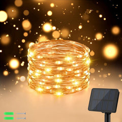 Solar String Lights Outdoor, 6M/20Ft 60 LED Solar Lights Outdoor Garden Waterproof, 8 Modes Copper Wire Solar Fairy Lights Outdoor for Garden Patio Yard Balcony Party Wedding