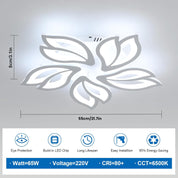 65W LED Ceiling Light 5850LM, 5-Light Modern Acrylic Flower Design, Cool White 6500K Fixture for Living Room, Bedroom, Kitchen