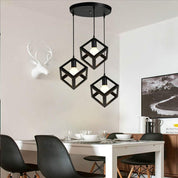 3-Light Cube Pendant Lamp – Modern Retro Chandelier for Bedroom, Living Room & Dining Room