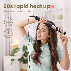 5-in-1 Hair Curling Wand – 10mm-32mm Ceramic Curlers with Anti-Scald Clips & Gloves