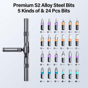 24 in 1 Magnetic Screwdriver Set, DIY Ratchet Screwdriver Set, Multi Magnetic Drive Tool with Detachable Ratchet Handle, Portable Tool Kit in Case for Home DIY, Computer, Electronics Repair