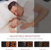 Upgraded LED Digital Alarm Clock – Temperature, Adjustable Brightness, Voice Control, 12/24H