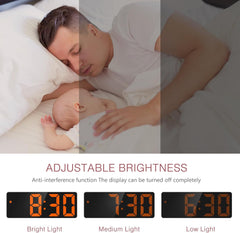 Upgraded LED Digital Alarm Clock – Temperature, Adjustable Brightness, Voice Control, 12/24H