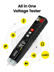 KAIWEETS Multi-function Voltage Tester, Non-Contact Electrical Tester, 600V AC/DC Voltage Test, Sensitivity Electric Voltage Pen with NCV, LED Flashlight, Resistance, capacitance, Diode Testing