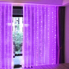 Copper String Curtain Lights – LED, 3x3m, USB Powered with Remote Control, Ideal for Home, Bedroom, Patio, Wedding, and Indoor/Outdoor Decorations, in Purple