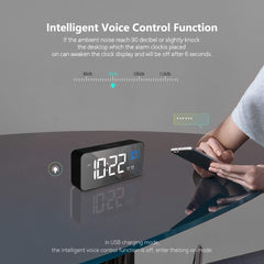 Digital Alarm Clock – Large LED Temperature Display, Dual Alarm, Snooze, USB, 10 Music