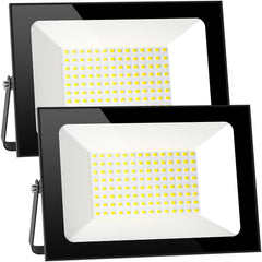 2 Pack LED Floodlight Outdoor 100W, 10000LM Cold White Security Lights, IP66 Waterproof for Yard, Garden, Garage