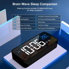 Digital Alarm Clock – Large LED Temperature Display, Dual Alarm, Snooze, USB, 10 Music