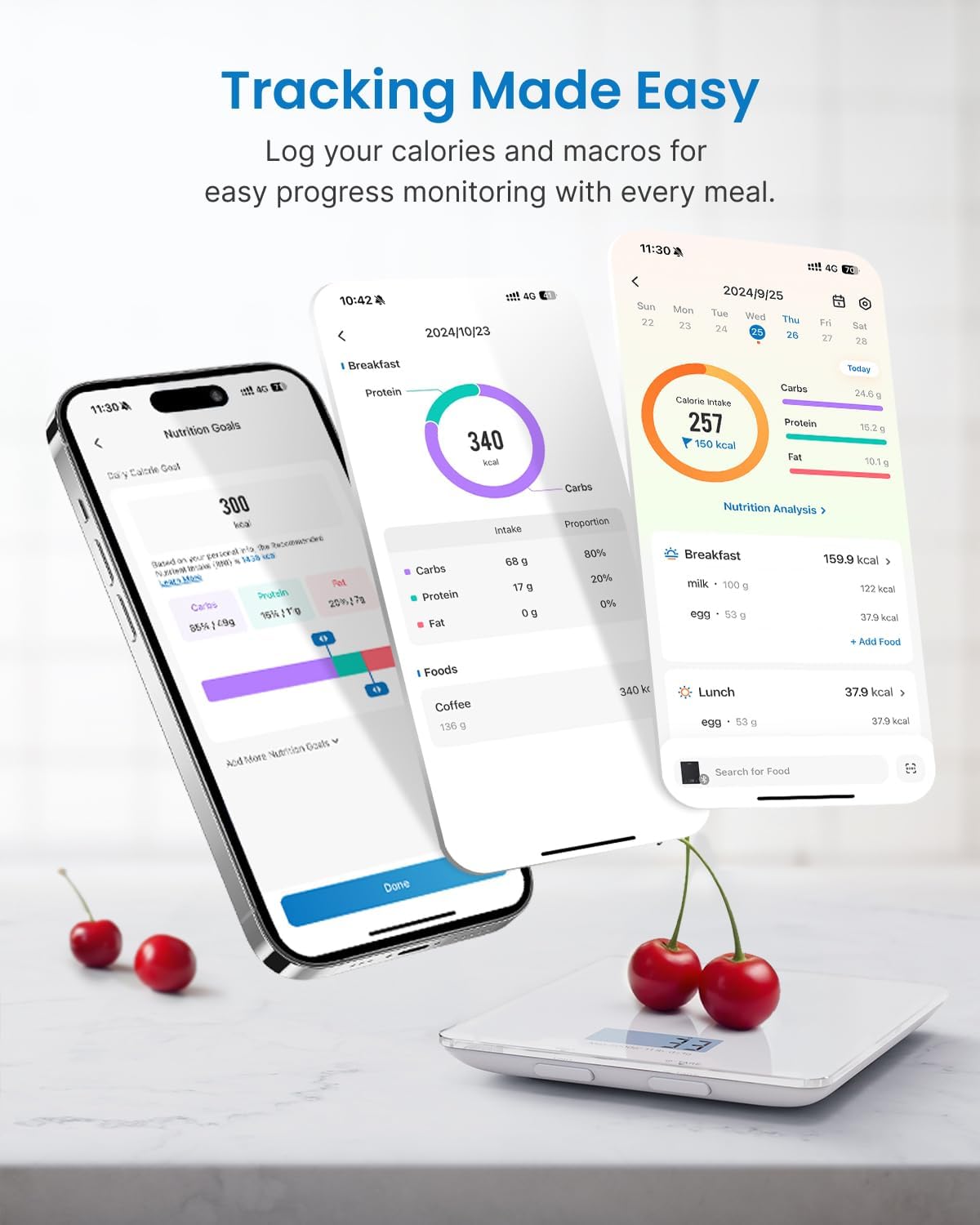 Smart Kitchen Scales with App & Nutrition Calculator – 5kg Food Scale for Baking, Weight Loss, Calorie Counting & Accuracy