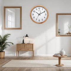 Wood Grain Round Wall Clock – Silent Non-Ticking Vintage Design for Home Rooms