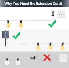 33Ft/10M 2 Pin Extension Cable, IP65 Waterproof Outdoor Cable for Christmas, G40 Globe Lights, and Garden LED Fairy Lights