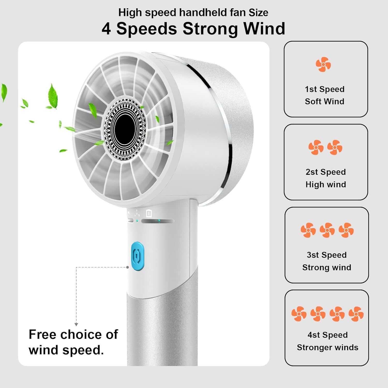 Handheld Fan,Ultra-Portable 7000 RPM Turbo Mini Fan with 16H Battery,4-Speed USB Rechargeable Metal Design | Pocket Fan for Travel/Outdoor/Home/Office,Gift for Men & Women (Alloy Construction)