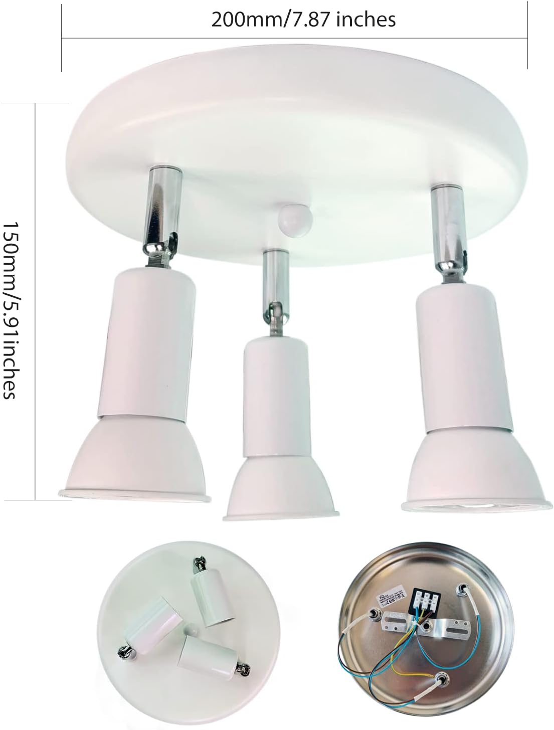 LED Ceiling Spotlight White 3 Way GU10 Adjustable Light Fixture – KfDirect
