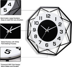 13-Inch Modern Metal Wall Clock, Silent Non-Ticking Quartz Clock for Home & Office Décor