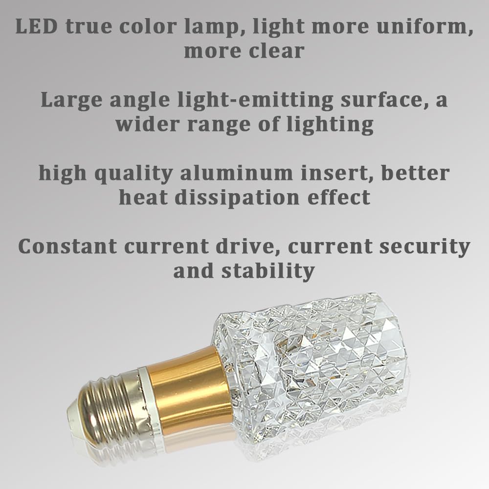 Acrylic Crystal Bulb 5W Edison Screw Light 85-265V, 6000K White Light, E27 Base Professional Decorative lamp (1 Count E27-B014) [Energy Class F]